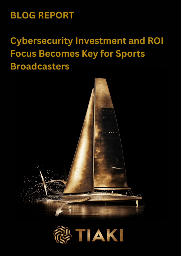 A gold sail boat with the words cybersecurity investment and roi focus becomes key for sports broadcasters.