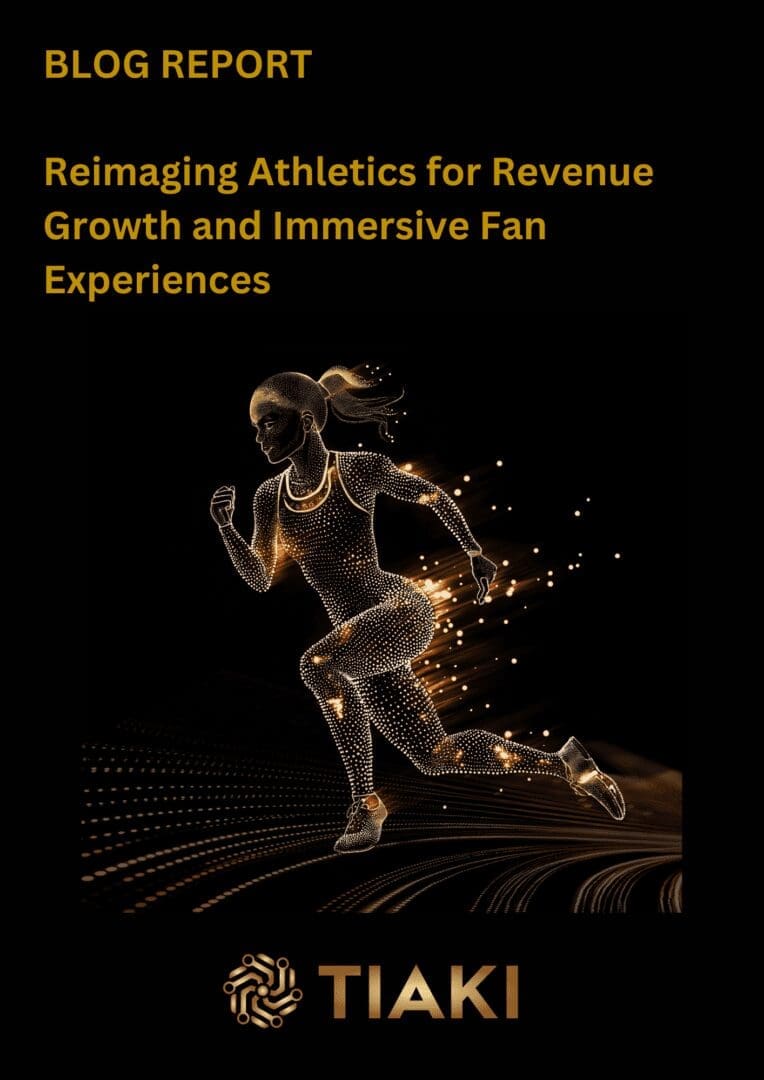 Glowing golden runner illustration with Tiaki logo