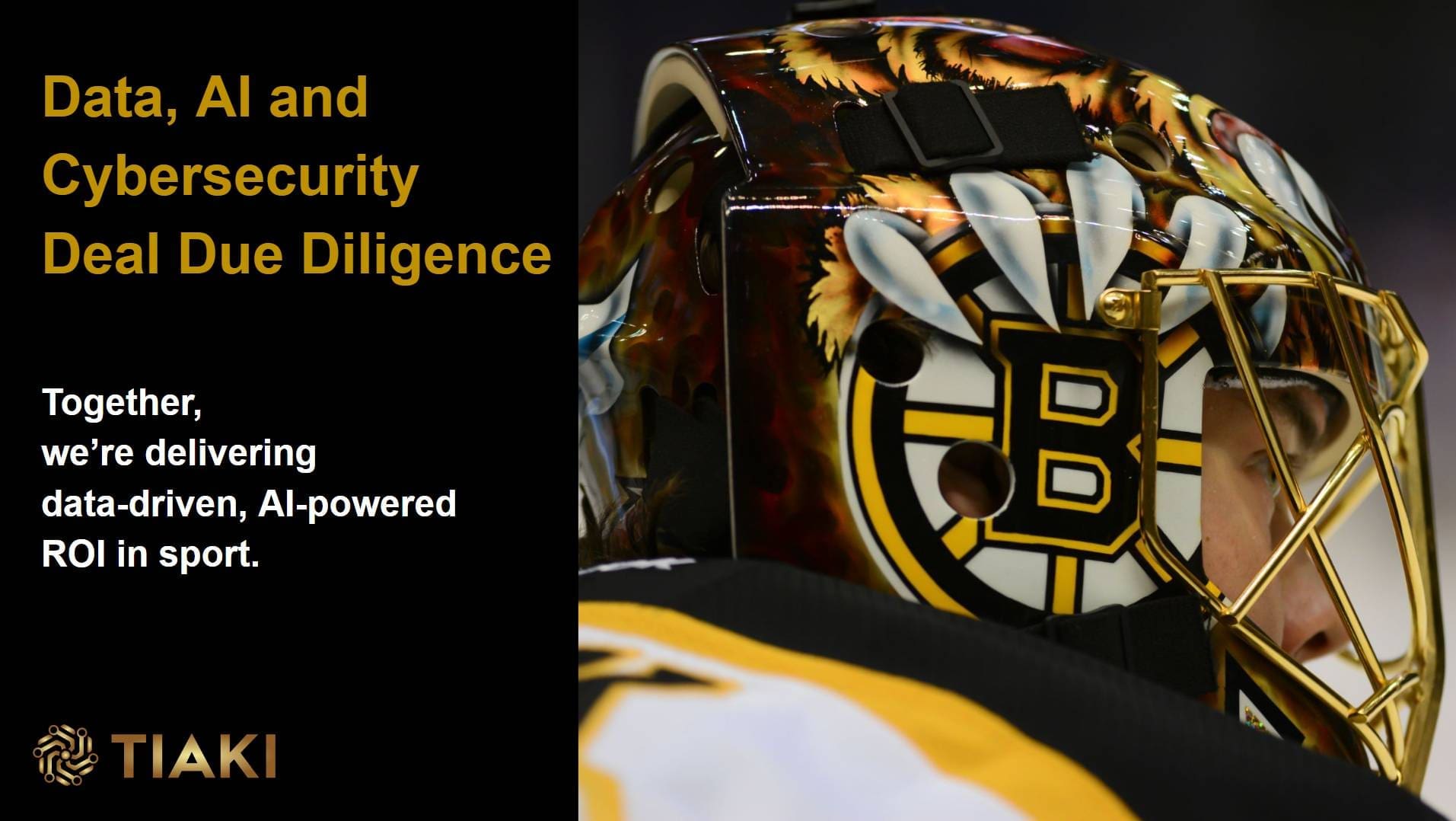 Goalie helmet with team logo and design.