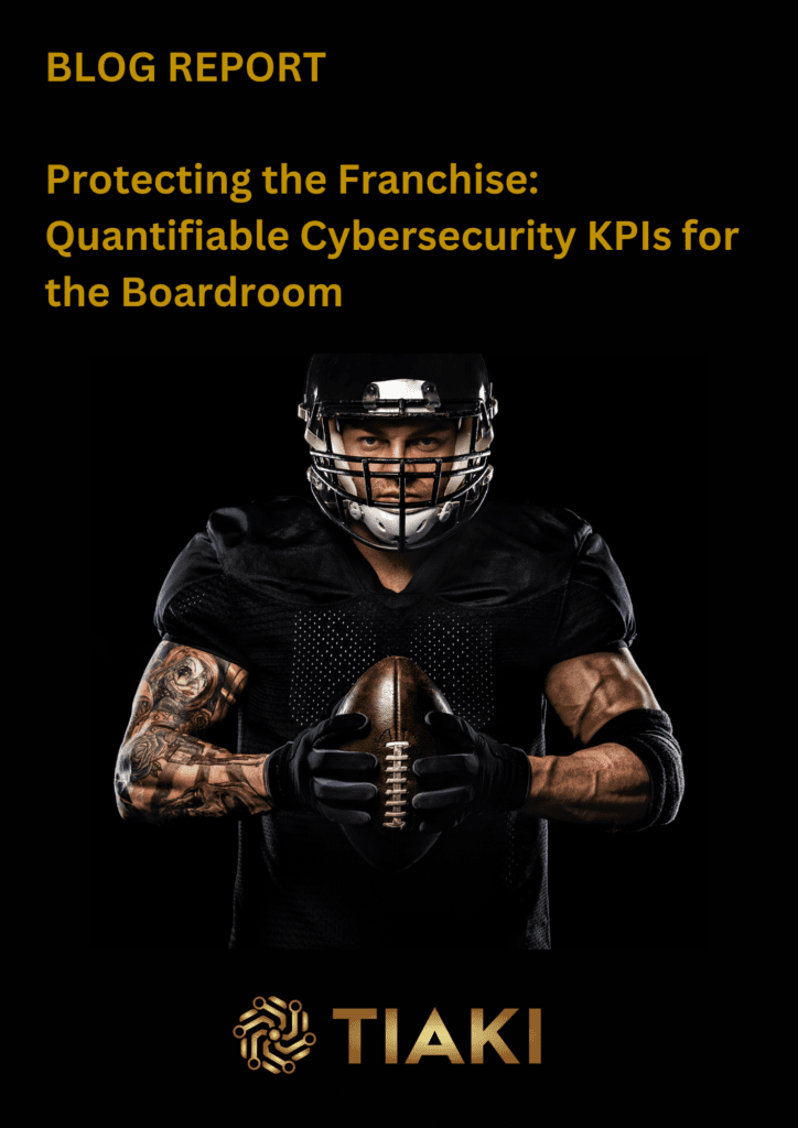 American football player with cybersecurity text overlay.