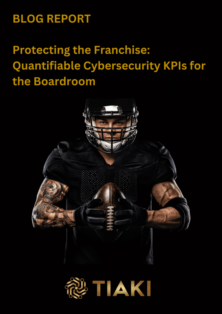 American football player with cybersecurity text overlay.