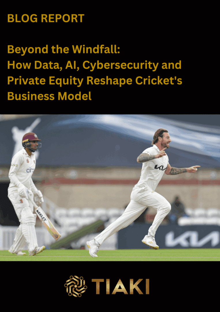 Cricketers in action with report headline.