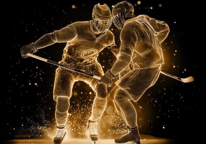 Hockey players engaging in dynamic content creation.