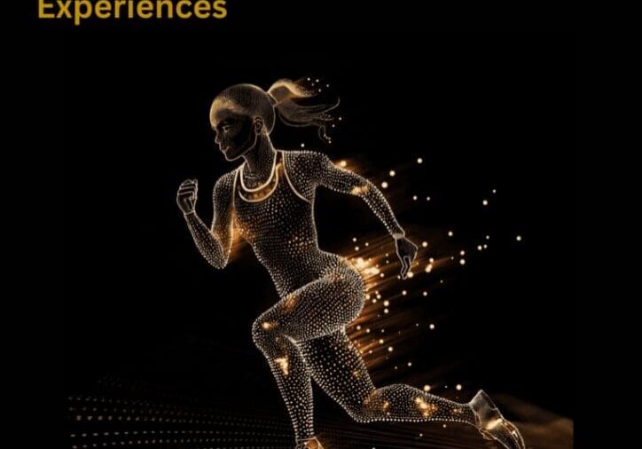 Glowing golden runner illustration with Tiaki logo