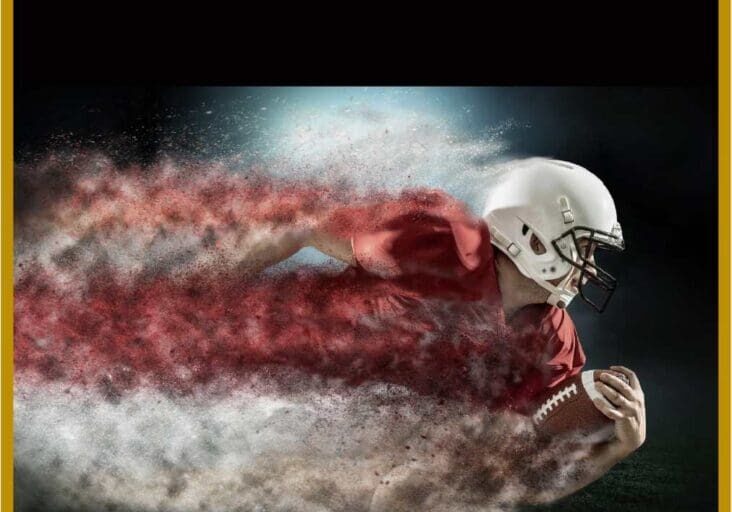 Football player running with a ball.