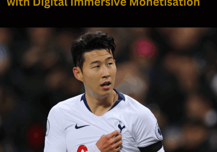 Soccer player with text about digital monetization.