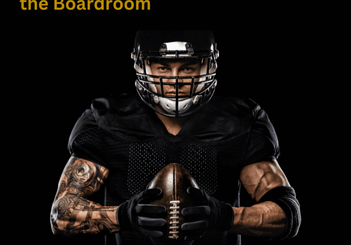 Football player promoting cybersecurity blog report.